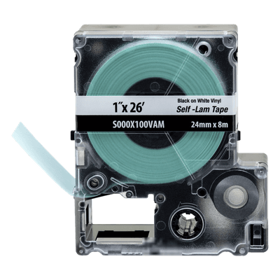 Casete de Etiquetas Autolaminadas / 24 mm Ancho / 8 m Largo / Cables 10-12 AWG / Vinilo Blanco / -40°C a 66°C