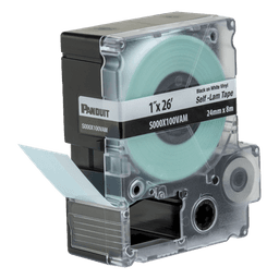 Casete de Etiquetas Autolaminadas / 24 mm Ancho / 8 m Largo / Cables 10-12 AWG / Vinilo Blanco / -40°C a 66°C