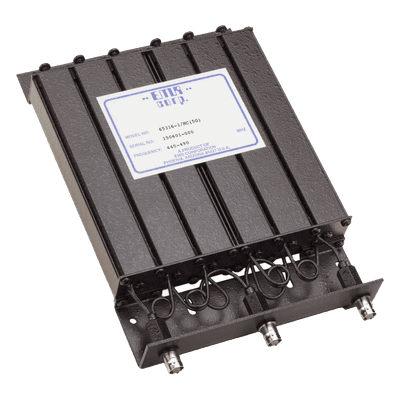 Duplexer Compacto de Rechazo de Banda, 440-490 MHz, 4.6 a 6 MHz Sep. Tx-Rx, 50 Watt, BNC Hembra.