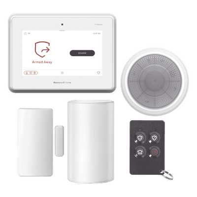 Kit de panel de alarma touchscreen de 7" all-in-one con Alexa integrada, sensor de movimiento, contacto magnético, sirena y control remoto