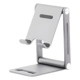 Soporte para Teléfono Celular de Aluminio | Angulo Ajustable | Amplia Compatibilidad con dispositivos de 4.7'' a 7.9'' | Antideslizante | Antiarañazos | Plegable | Color Gris.