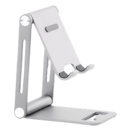 Soporte para Teléfono Celular de Aluminio | Angulo Ajustable | Amplia Compatibilidad con dispositivos de 4.7'' a 7.9'' | Antideslizante | Antiarañazos | Plegable | Color Gris.