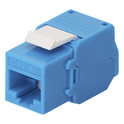 Módulo Jack Keystone Cat6A (Toolless), con Terminación en Ángulo 180 - Color Azul, Compatible con Faceplate y Patchpanel Linkedpro
