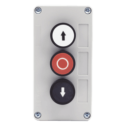 Botonera de control triple / IP40 / -20 a 50 °C / ≤24 VCC / 67 x 133 x 49 mm / 2.6 x 5.2 x 1.9 in