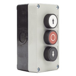 Botonera de control triple / IP40 / -20 a 50 °C / ≤24 VCC / 67 x 133 x 49 mm / 2.6 x 5.2 x 1.9 in