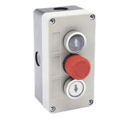 Botonera Triple / Botón Stop Enclavado / 24 VCC / IP40 / 68 x 131 x 51 mm / -20 a 50 °C