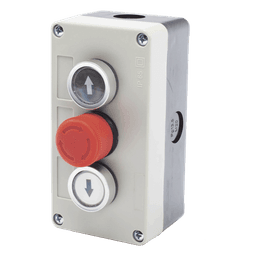 Botonera Triple / Botón Stop Enclavado / 24 VCC / IP40 / 68 x 131 x 51 mm / -20 a 50 °C