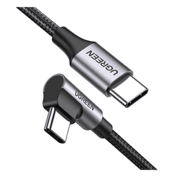 Cable USB-C a USB-C | 1 Metro (3.28 Pies) | Conector con Ángulo Recto de 90° | Carga Rápida de hasta 60W | 480 Mbps | PD3.0 | QC4.0/3.0/2.0 | FPC | AFC | Protección Integrada | Caja de Aluminio | Nylon Trenzado | Color Negro