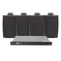 Kit de Amplificador de Audio para Rack / 120W RMS / Salida 100V/4Ω / 4 Altavoces de Pared / Sistema 70/100V / Bluetooth-MP3-Tuner