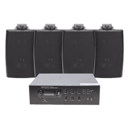 Kit Amplificador / 120W RMS / 70/100V / 4 Altavoces Pared / Bluetooth MP3 / Taps 2.5W-20W