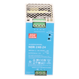 Fuente de Poder Industrial / Riel DIN / 240W / 24Vcc / 10A / Entrada 90-264Vca / Eficiencia 88.5% / Sin Ventilador