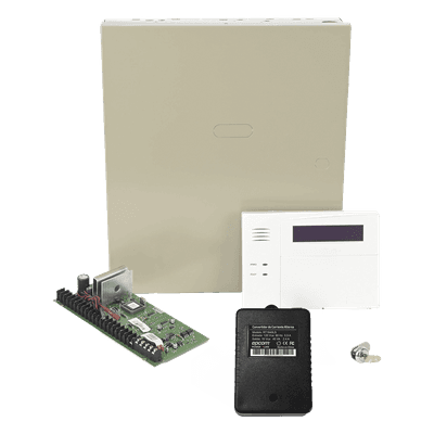 Panel de alarma de 48 zonas con gabinete y teclado alfanumérico con receptor inalámbrico integrado, 3 particiones, compatible con serie 5800