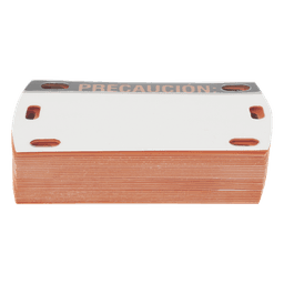 Etiqueta Autolaminada / 90 x 50 mm / 3.54 x 1.97 in / Vinilo Rígido / Interior-Exterior / Paquete 25 pzas / Negro-Naranja