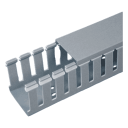 Canaleta Ranurada de PVC con Tapa / Tipo F / 82.6 mm Ancho / 79.2 mm Alto / 6.56 ft Largo / Gris