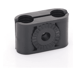 Sujetador Plástico para Cable Coaxial / 1/2 in / Doble Canal / Varilla 3/8' o M10 / Paquete 10 Piezas