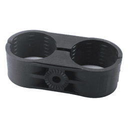 Sujetador Plástico para Cable Coaxial / Doble / 1-5/8" a 2" (51 mm) / Varilla Roscada 3/8" o M10 / Paquete de 10 Piezas