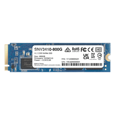 SSD NVMe M.2 SNV3410/3510 | SSD 400GB | Alto Rendimiento 400000 IOPS Lectura | 70000 IOPS Escritura | Resistencia 1022 TBW | Protección de Datos Integral | Análisis de Vida Útil | Diseñada para Sistemas Synology.