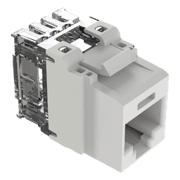 Conector Jack Estilo 110 (de Impacto), Tipo Keystone, Categoría 6A, de 8 Posiciones y 8 Cables, Color Blanco