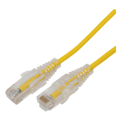 Cable de Parcheo Slim UTP Cat6A - 0.5 Metros (1.64 Pies) Amarillo, Diámetro Reducido (28 AWG)