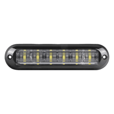 Luz Auxiliar Ultra Brillante  IP67 de 6 LEDs, Color Rojo/Azul, con mica transparente y bisel negro