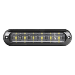 Luz Auxiliar Ultra Brillante  IP67 de 6 LEDs, Color Rojo/Azul, con mica transparente y bisel negro
