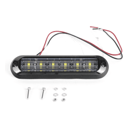 Luz Auxiliar Ultra Brillante  IP67 de 6 LEDs, Color Rojo/Azul, con mica transparente y bisel negro