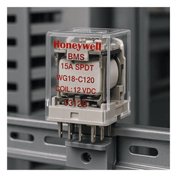 Relevador Electromecánico SPDT / 15 A / 120-277 VAC / 28 VDC / Bobina 24 V CA / Riel DIN 35 mm / -40 a 55 °C