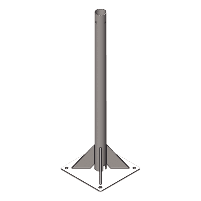 Mástil de Telecomunicaciones / 4 m (13.1 ft) de Altura / Tubo 2" Cédula 30 / Acero A36 Galvanizado / Placa Base 30 x 30 cm / Soporte Integrado para Pararrayos