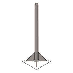 Mástil de Acero Galvanizado / 2 m (6.56 ft) / 2" Diámetro / Cédula 30 / Base 30x30 cm con Opresor