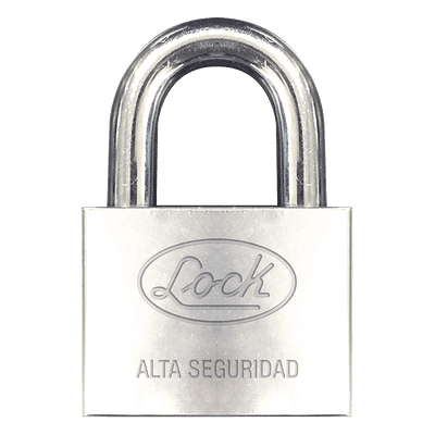 Candado de hierro alta seguridad con llave de disco/ Acabado Cromado/ Llaves Abloy/ Medida de Horquilla 50 mm.