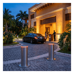 Bolardo Hidráulico Antiembestida / 220 mm × 600 mm (0.72 ft × 1.97 ft) / Acero Inoxidable 304 / 200,000 J / Ciclo 4 s / 100 Ciclos/h