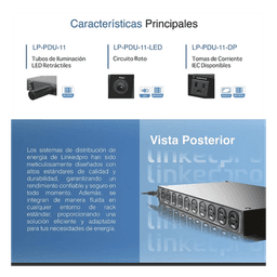 PDU Horizontal / 11 Salidas NEMA 5-15R / 15A / 120 Vca / Rack 19in / 1U / Cable 1.80 m (5.9 ft)