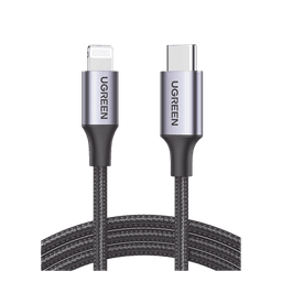 Cable USB-C a Lightning / 1 Metro (3.28 Pies) / Certificado MFi / Carga Rápida 60W / 480 Mbps / Nylon Trenzado / Aluminio