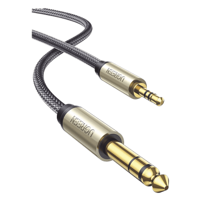 Cable Audio Estéreo / 3.5mm TRS a 6.35mm TS / 1 m (3.3 ft) / Cobre Chapado en Plata / Trenza de Nylon / Conectores Oro 24K