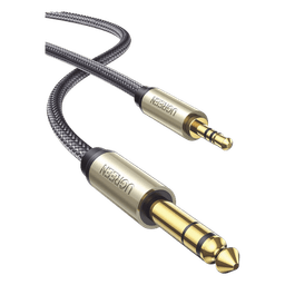 Cable Audio Estéreo / 3.5mm TRS a 6.35mm TS / 1 m (3.3 ft) / Cobre Chapado en Plata / Trenza de Nylon / Conectores Oro 24K