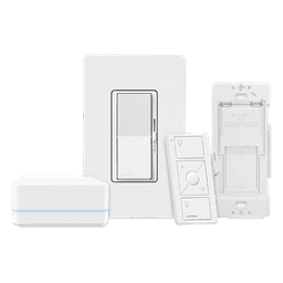 Kit de inicio Caseta Wireless con hub, atenuador de pared Diva de 150 W LED o 600 W incandescente sin neutro, control Pico, tapa y adaptador de pared, compatible con Apple HomeKit