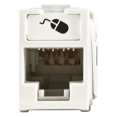 Jack Ultramax Cat6, UTP, Montaje Híbrido en Placa de Pared (Plano y Angulado), Color Blanco, Punch Down
