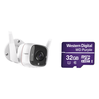 Kit de Cámara IP Wi-Fi / Incluye 1 Pieza Modelo TAPOC310 / 2 Megapixel / Audio Doble Vía / Utiliza la App Tapo / 1 Memoria Micro SD Modelo WD32MSD 