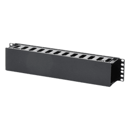 Organizador de Cables Horizontal / 2U / Rack 19" / Polímero ABS Resistente / Pintura Electrostática Negra