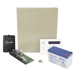 Kit de panel de alarma con teclado alfanumérico, batería de respaldo, transformador y gabinete