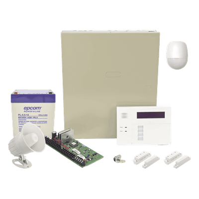 Kit de panel de alarma con detector de movimiento, dos contactos magnéticos y sirena cableados