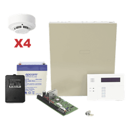 Kit de panel de control antirrobo VISTA-48LA con teclado-receptor inalámbrico 6160RF, gabinete, batería, transformador y 4 detectores de humo