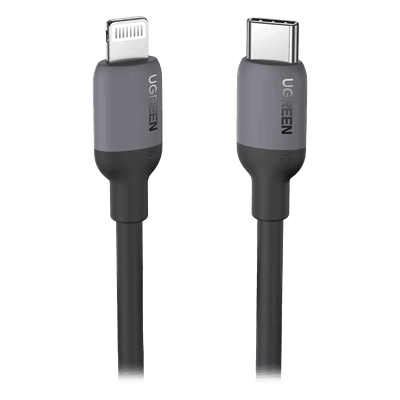 Cable USB-C a Lightning / Certificado MFi / 1 Metro (3.3 Pies) / Carga Rápida PD 20W / Sincronización 480 Mbps / Silicona y TPE / Negro