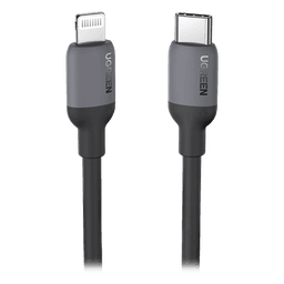 Cable USB-C a Lightning / Certificado MFi / 1 Metro (3.3 Pies) / Carga Rápida PD 20W / Sincronización 480 Mbps / Silicona y TPE / Negro