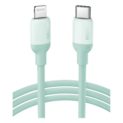 Cable USB-C a Lightning / Certificado MFi / 1 Metro (3.28 Pies) / Carga Rápida PD 20W / Sincronización 480 Mbps / Silicona y TPE / Verde
