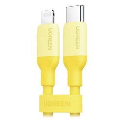 Cable USB-C a Lightning / Certificado MFi / 1 Metro (3.3 Pies) / Carga Rápida PD 20W / Sincronización 480 Mbps / Silicona y TPE / Amarillo