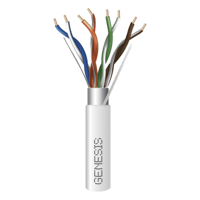 Carrete de 305 Metros (1000 Pies) de Cable Cat5e / Calibre 24 AWG BLINDADO / PLENUM / Color Blanco para aplicaciones de Voz y Datos