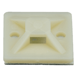 Montaje-Sujetador Adhesivo STRONGHOLD de 4 Vías de 1" x 1" x 1/4", Color Natural,  Nylon 6.6 Retardante de Llamas V-2, Paquete de 100pz