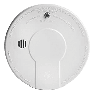 Alarma de humo por ionización 120 VAC/DC con respaldo de batería 9V, interconectable hasta 24 dispositivos, botón único Hush y prueba