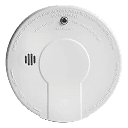 Alarma de humo por ionización 120 VAC/DC con respaldo de batería 9V, interconectable hasta 24 dispositivos, botón único Hush y prueba
